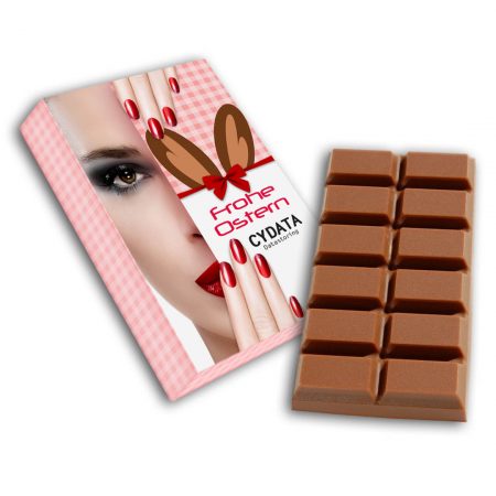 Schokoladentafel 50g in bedrucktem Karton