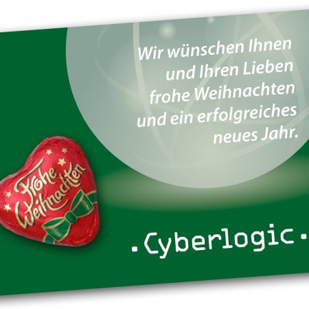 Grußkarte mit Schokoherz Weihnachten