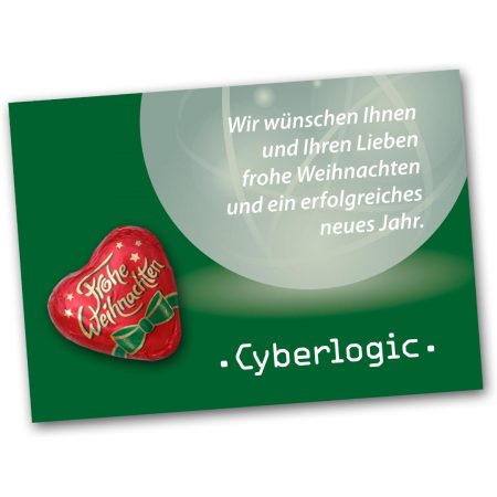 Grußkarte mit Schokoherz Weihnachten