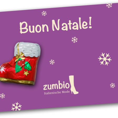 Grußkarte mit Schokostiefel Weihnachten
