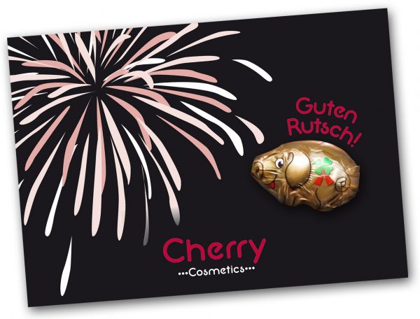 Grußkarte mit Schokoschwein