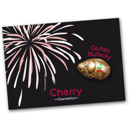 Grußkarte mit Schokoschwein