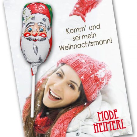 Grußkarte mit Weihnachtsschokololly