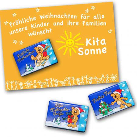 Grußkarte mit Schokoladentafel Bär