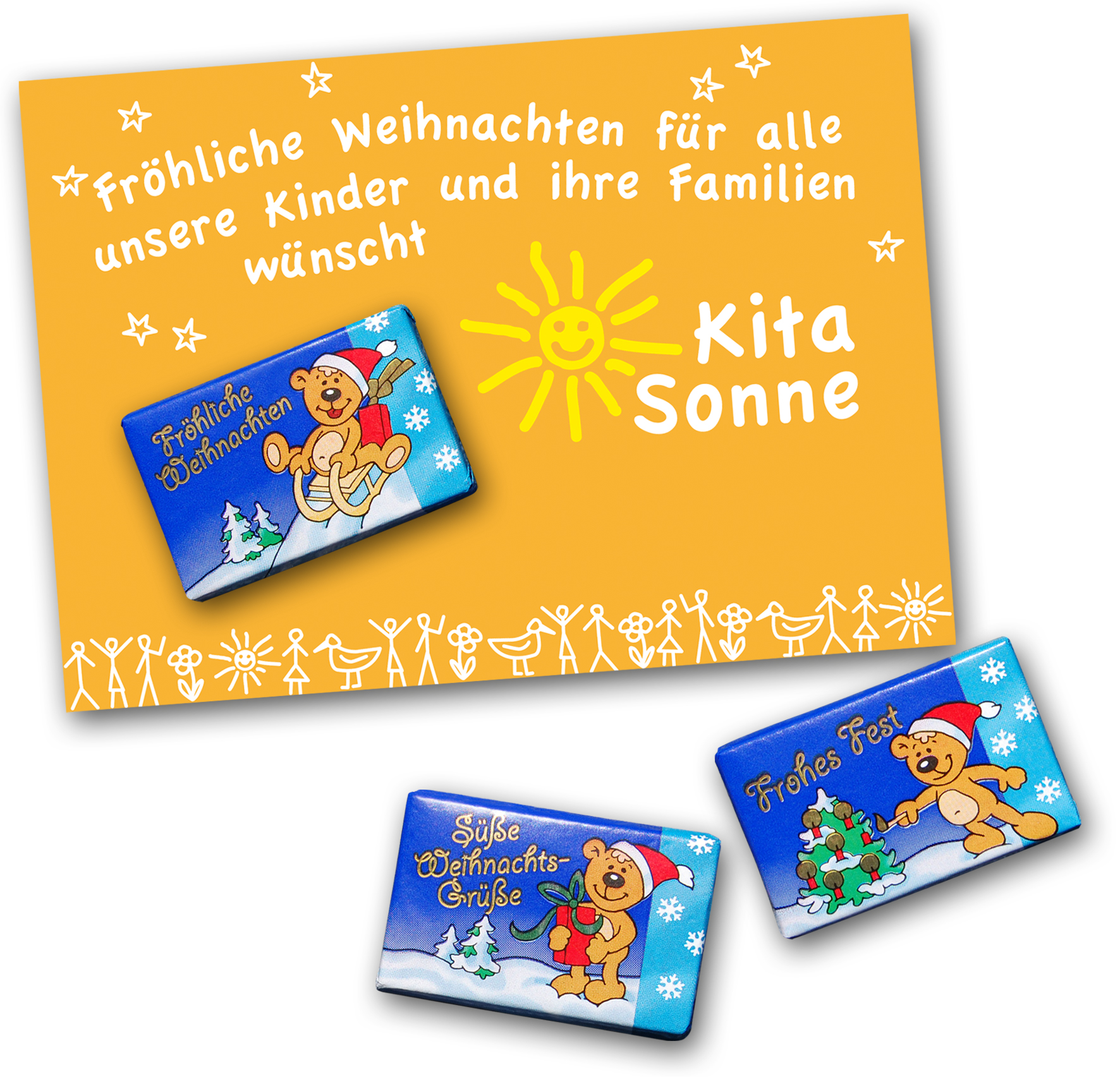 Grußkarte mit Schokoladentafel Bär