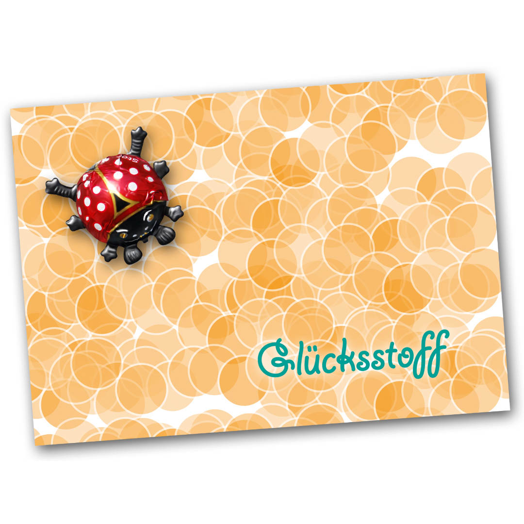 Grußkarte mit Schokoglückskäfer