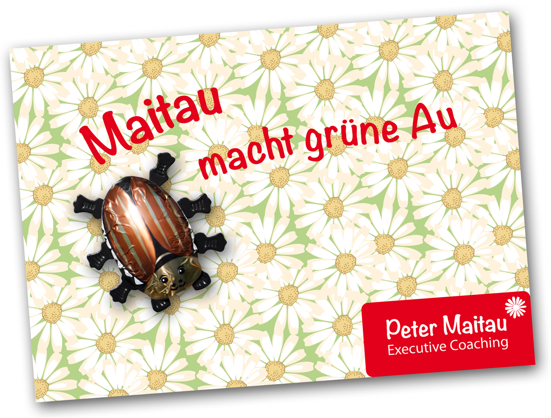 Grußkarte mit Schokomaikäfer