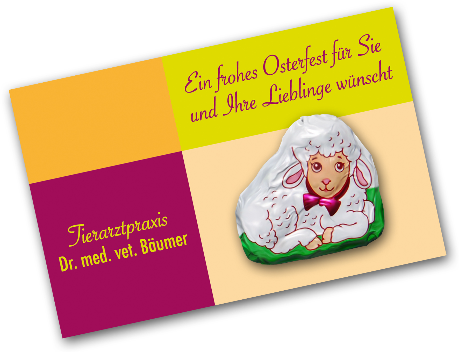 Grußkarte mit Schokolämmchen