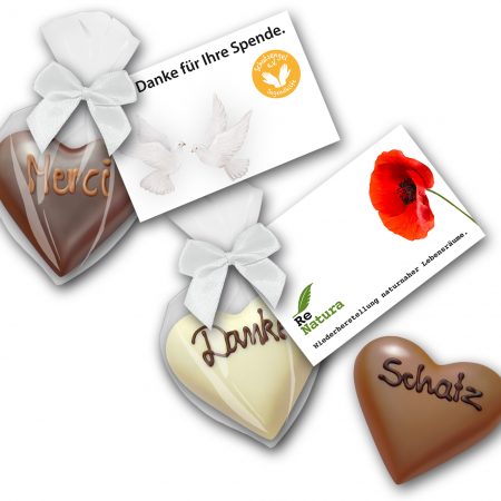 Schokoherzen mit Handbeschriftung