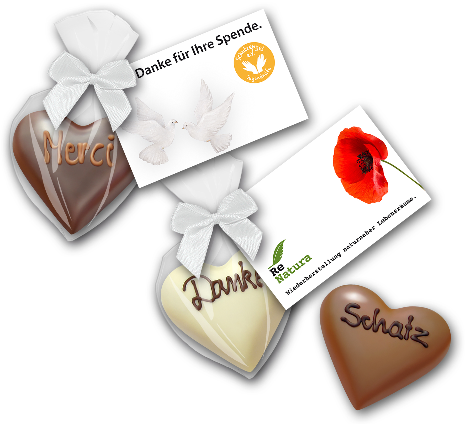 Schokoherzen mit Handbeschriftung