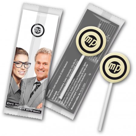 Schokololly mit Logo in schwarz mini auf Karte