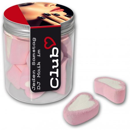 Marshmallowherzen im Midi Tin