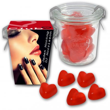 Weckglas mit Herzen Fruchtgummi