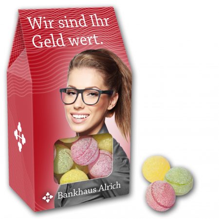 Bonbons in Sichtfensterkarton