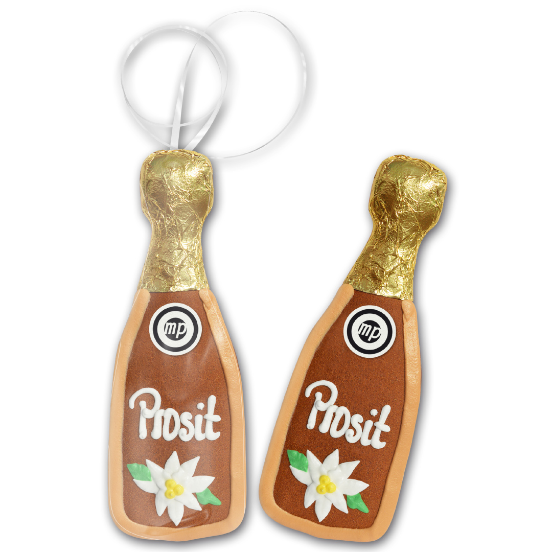 Lebkuchensektflasche mit Logo