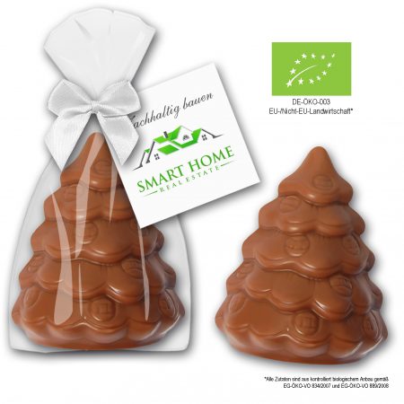 BIO Schokoladentanne im Glanzbeutel mit Karte