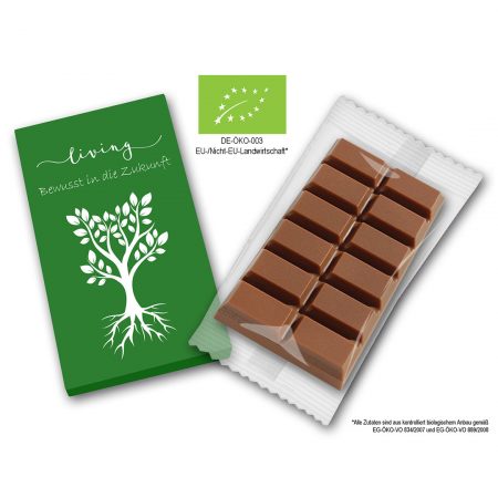 BIO Werbeschokoladentafel in bedruckten Karton
