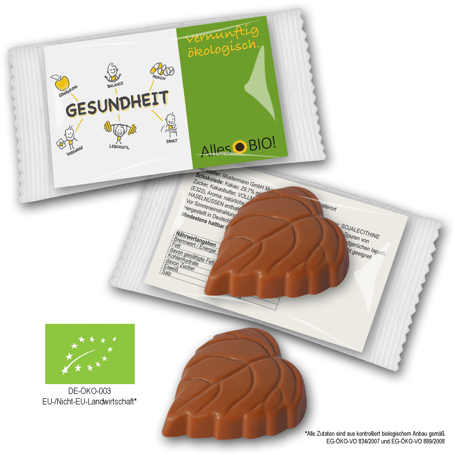BIO Schokoladenblatt mit Logo