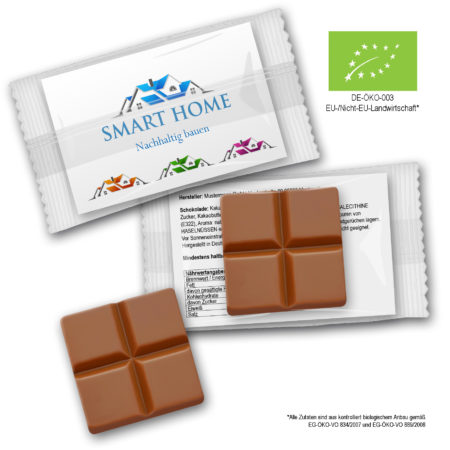 Bio Schokoladentäfelchen mit Logo