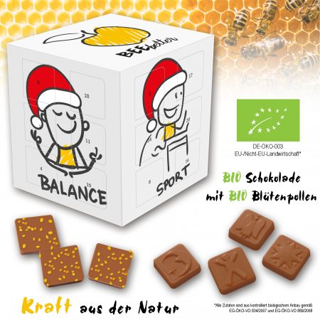 BIO Würfel Adventskalender mit Bienen - Blütenpollen