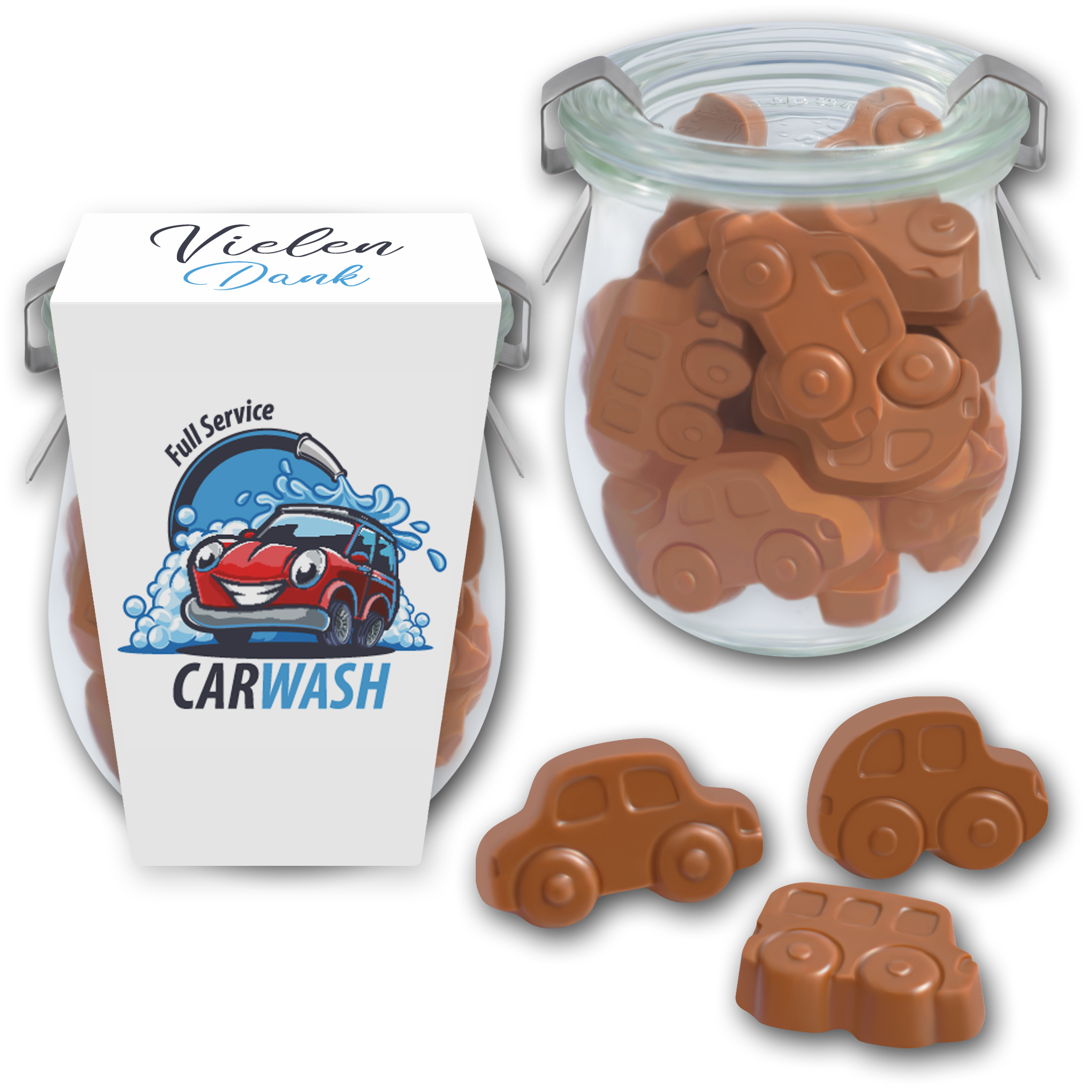 Schokoladenautos im Weckglas