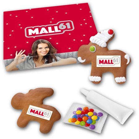 Lebkuchenelch mit Mütze Bastelkit mit Logo