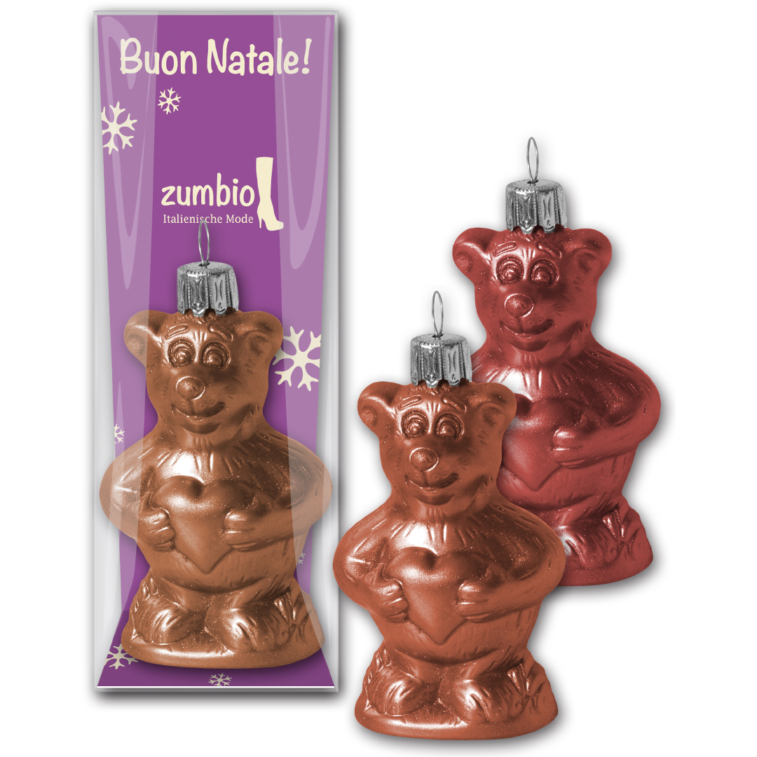 Schoko-Christbaumkugel Herzbärchen 30g