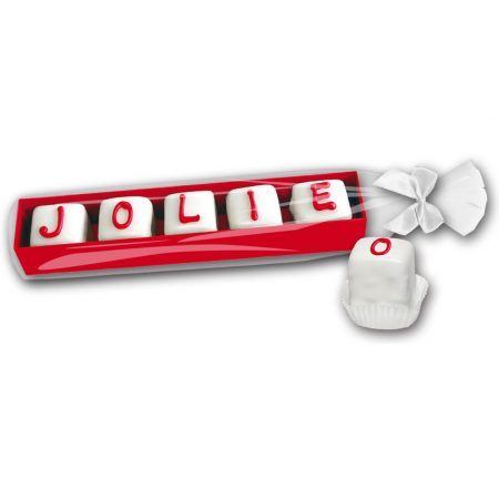 Petit fours mit Schrift in 5er Karton