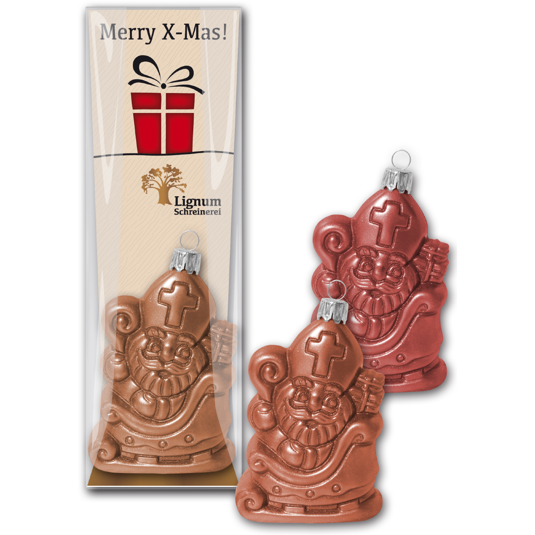 Schoko-Christbaumkugel Nikolaus auf Schlitten 55g