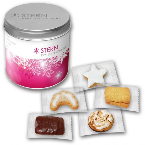 Weihnachtsgebäck einzeln verpackt in Schmuckdose