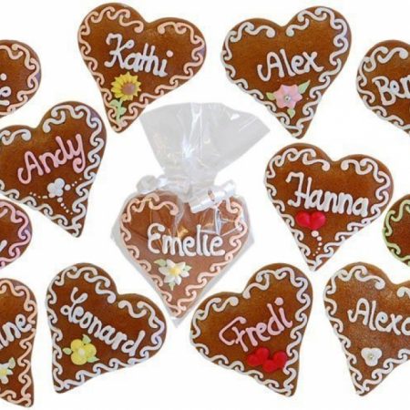 Lebkuchenherz Platzkarten mit Handschrift