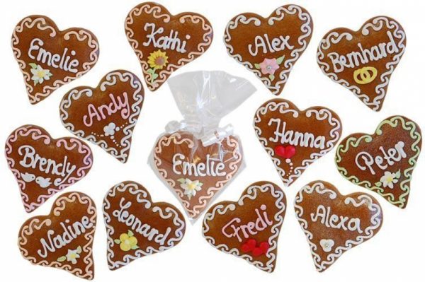 Lebkuchenherz Platzkarten mit Handschrift
