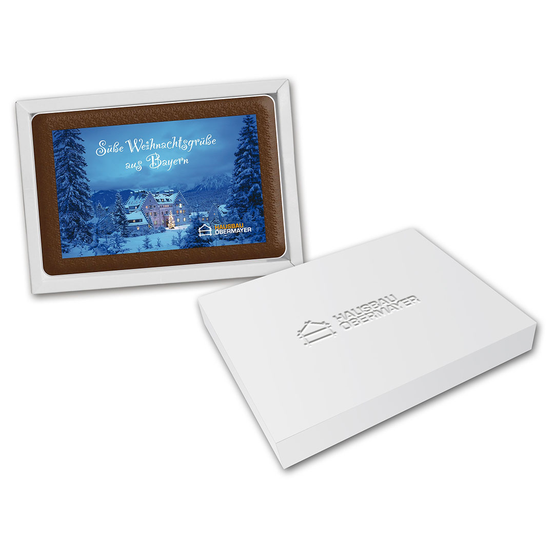 Lebkuchenschokocard in Schmuckkarton