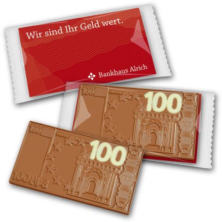 100 Euro Schokolade auf Karte