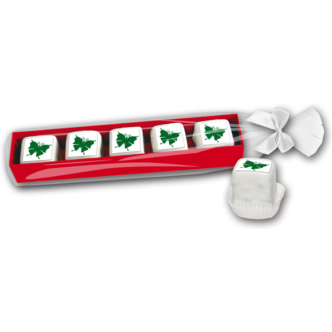 Petit fours mit Logo in 5er Karton