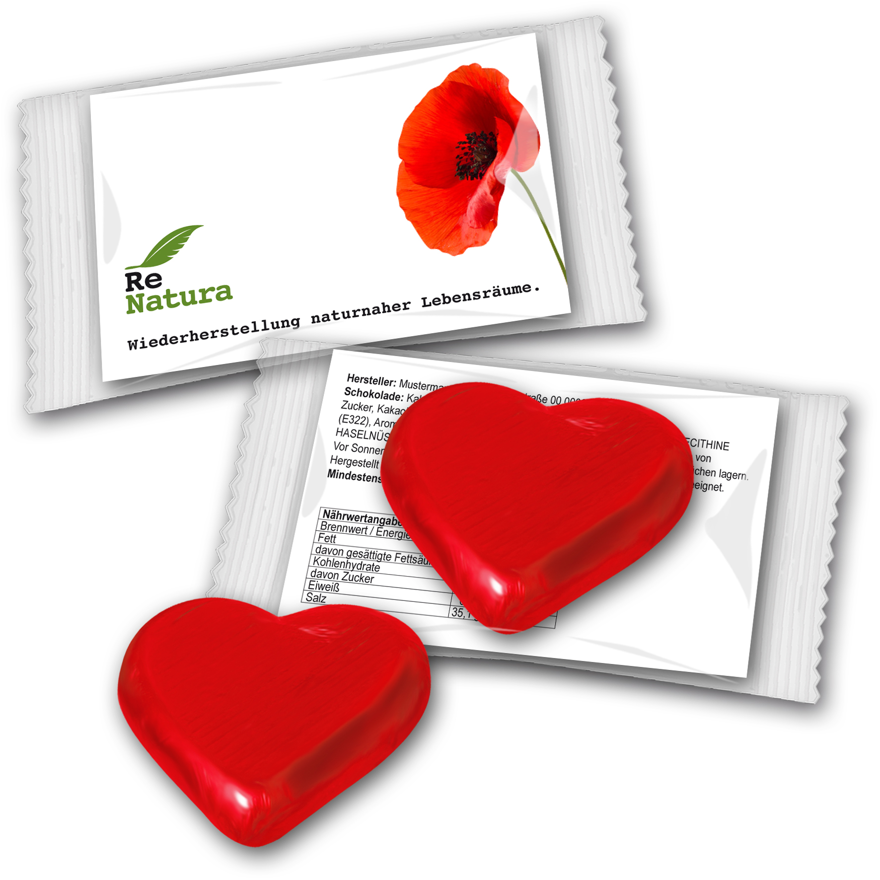 Schokoherz flach auf Karte