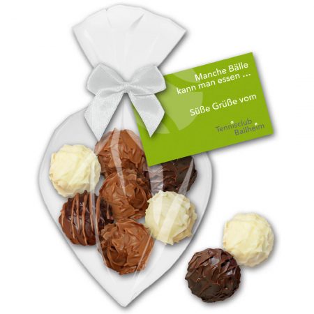 Schokoladentrüffel mit Karte