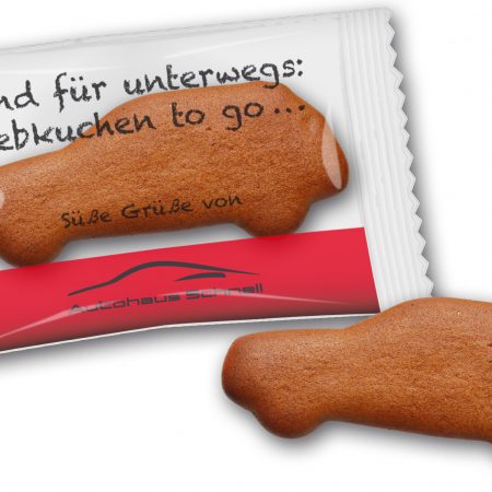 Lebkuchenauto in bedruckter Folie