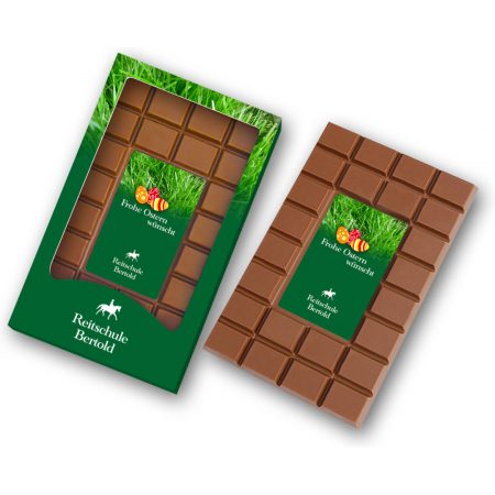 Schokoladentafel in bedrucktem Karton