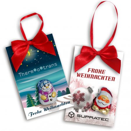 Schokocard mit Aufhänger Nikolaus oder Schneemann
