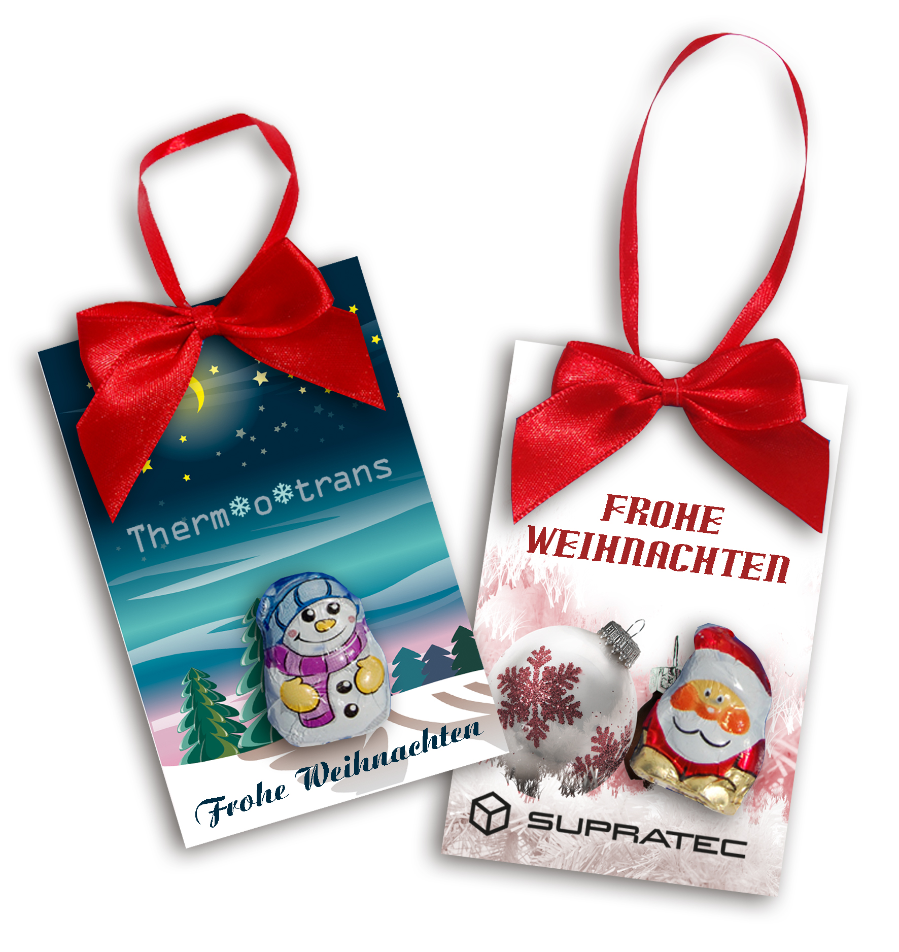 Schokocard mit Aufhänger Nikolaus oder Schneemann