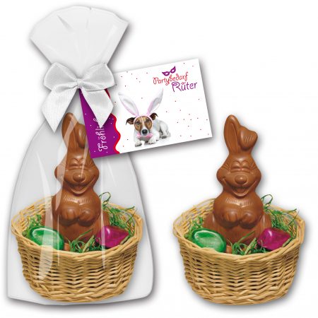 Osternest mit lachenden Schokoosterhasen