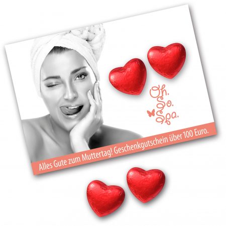 Grußkarte mit Schokoherz 2 x 5g groß