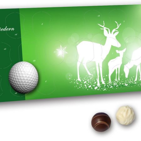 Min i- Pralinen Tischkalender mit Tischaufsteller