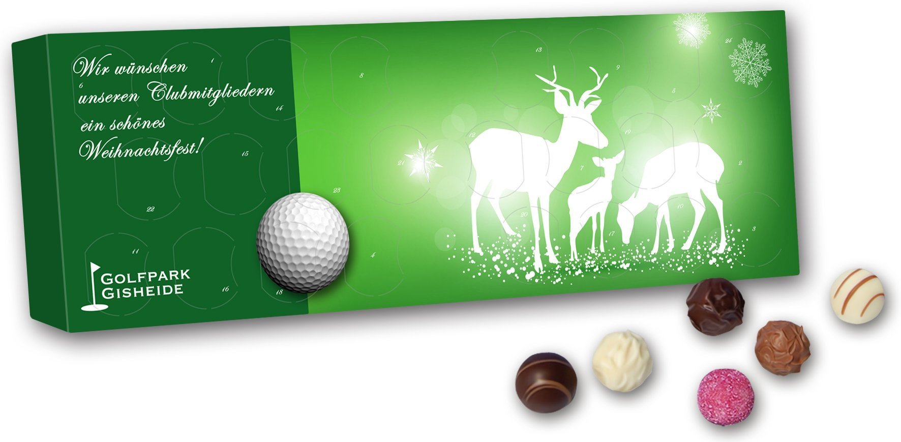 Min i- Pralinen Tischkalender mit Tischaufsteller