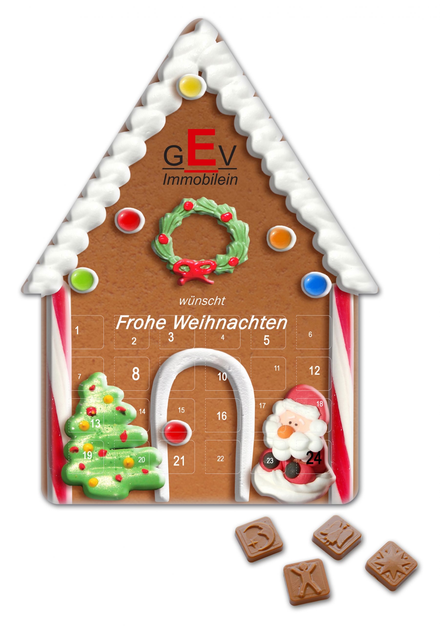 Adventskalender Haus mit Tischaufsteller