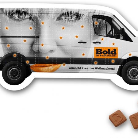 Adventskalender Lieferwagen mit Tischaufsteller
