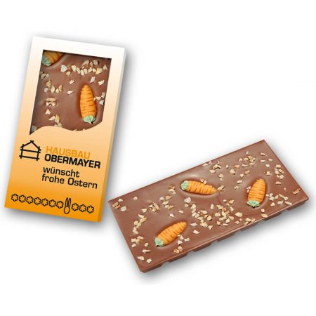 Osterschokoladentafel in bedrucktem Karton