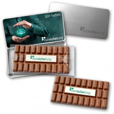 Schokoladentafel mit Logo groß in Dose